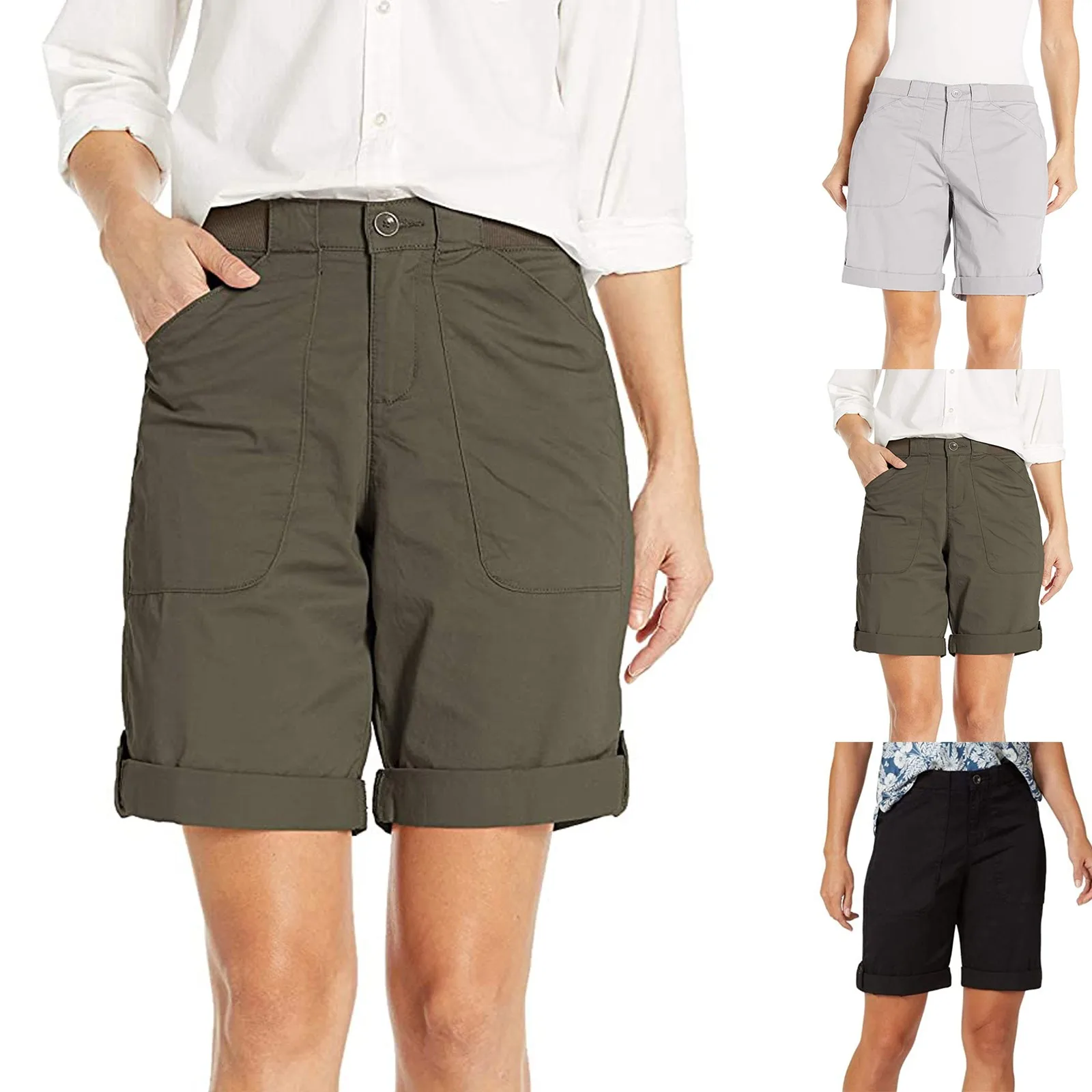 

Womens Shorts Comfy Soft Summer Shorts Drawstring Elastic Waist Pockets Casual Beach Pants