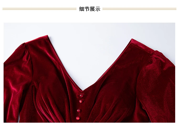 

High-end Designer Velvet Women V Neck Party Long Dress 2020 Autumn Winter Womans Runway Plus Size Slim Big Swing Long Dresses
