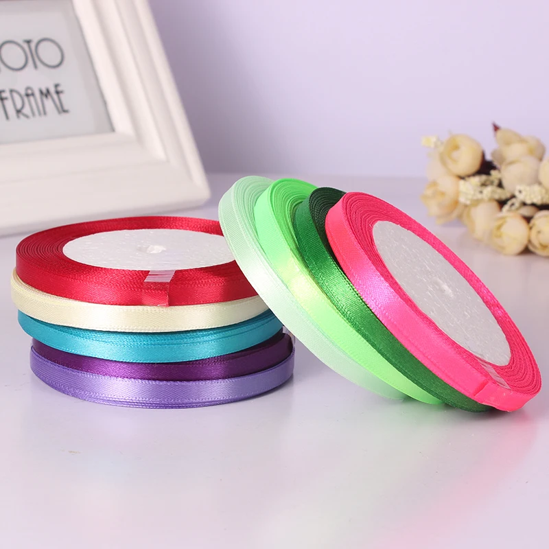 

Шелковая атласная лента 6 мм, односторонняя, для вечерние шения дома, свадьбы, упаковки подарков, Рождества, Нового года, материал для рукоде...