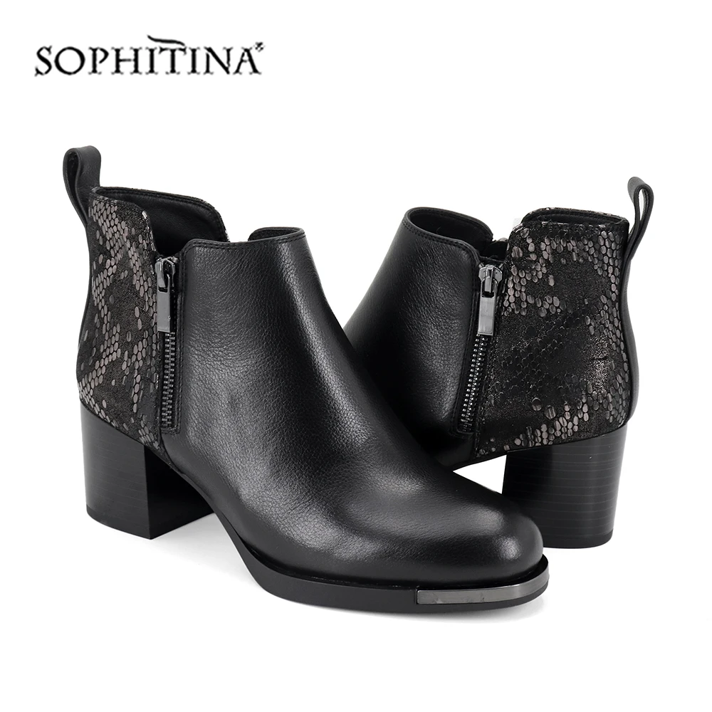 SOPHITINA/Ботильоны женские на весну и осень. Модные сапоги с рисунком животных из