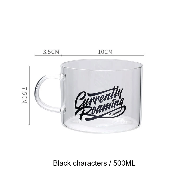 Креативная стеклянная чашка с буквами ручкой большая кружка Офисная чайная