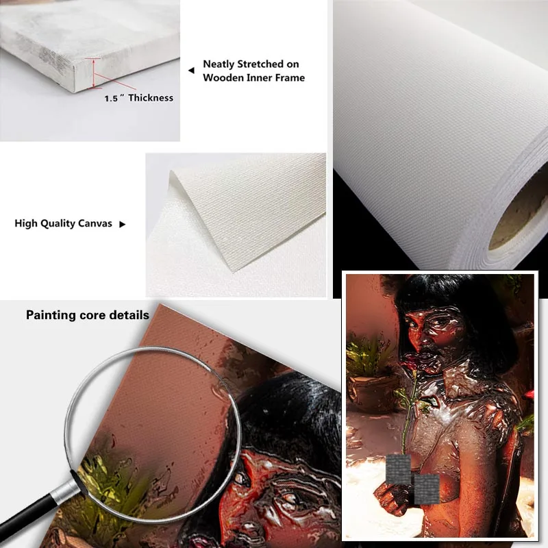 

Canvas Painting Wall Art Woman Holding Roses Posters and Prints Wall Pictures for Living Room Decoration Home Decor