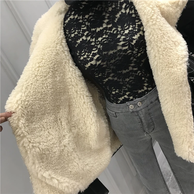 Новинка 2021 зимнее пальто из искусственной овчины женская черная теплая