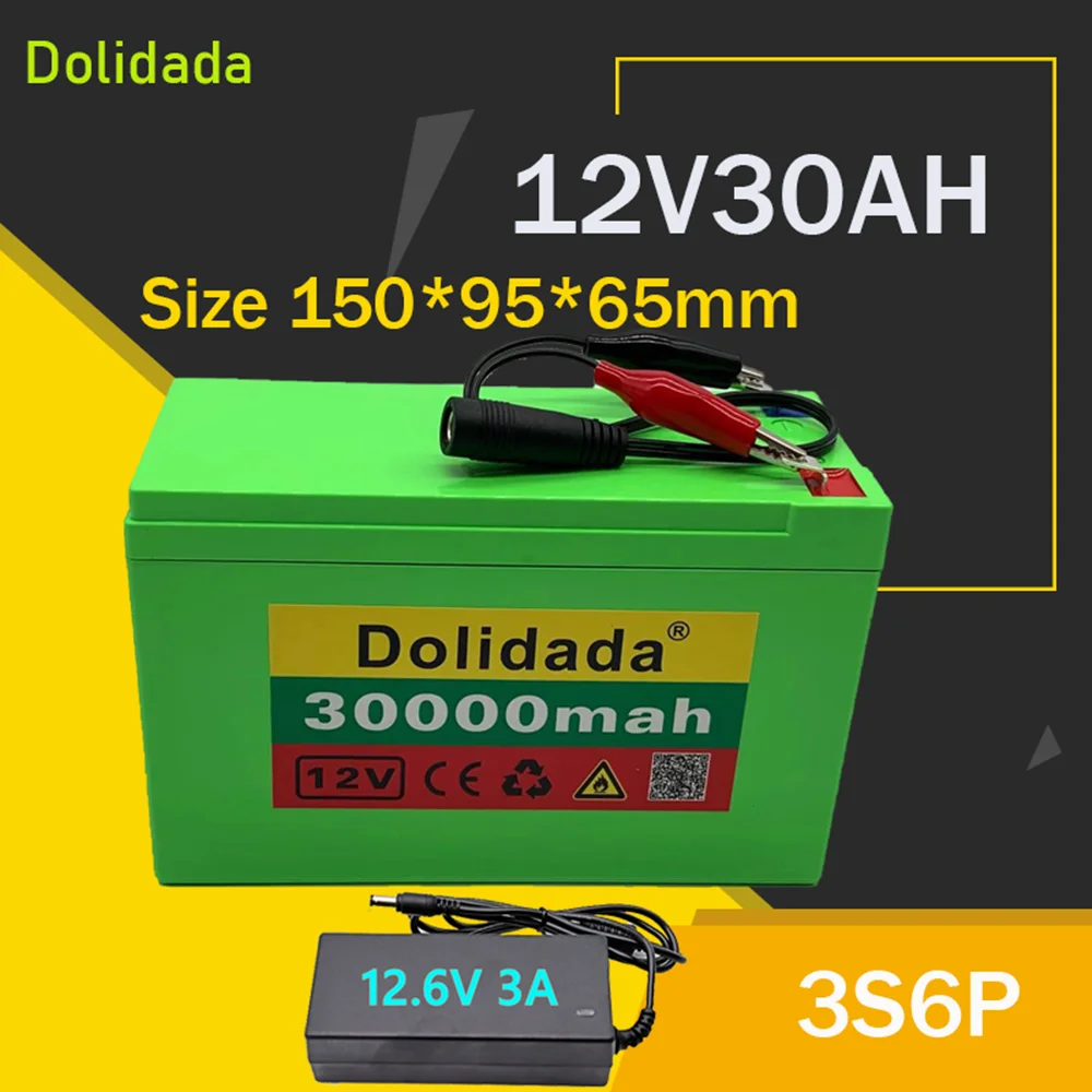 

Аккумулятор литиевый 3S6P, 12 В, 30 А ч, 18650, Встроенный ток 20 А BMS для распылителей, аккумулятор для электромобиля + зарядное устройство 12,6 в