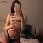 Футболка женская Nibber Harajuku, с принтом, осенняя, эластичная, с длинными рукавами и круглым вырезом