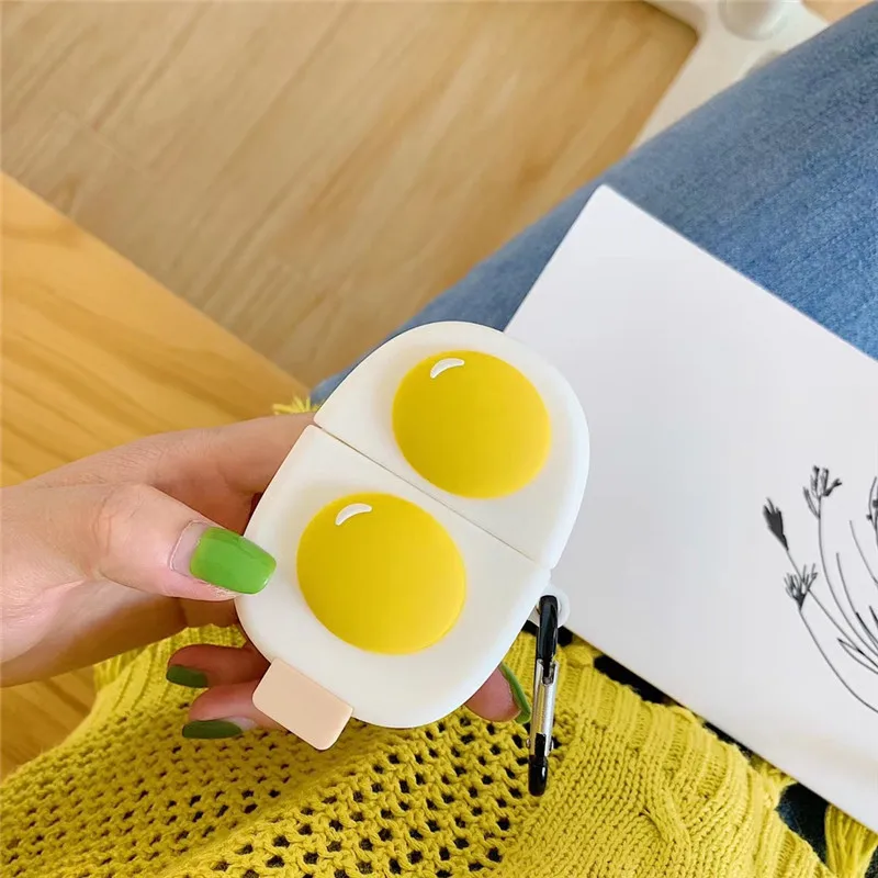 Для AirPods 2 Чехол милый мультфильм двойное яйцо наушники чехол для Apple Air pods мягкий