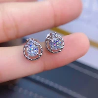 meibapj 5mm top quality moissanite stud earrings 925 sterling silver fashion simple earrings fine jewelry for women