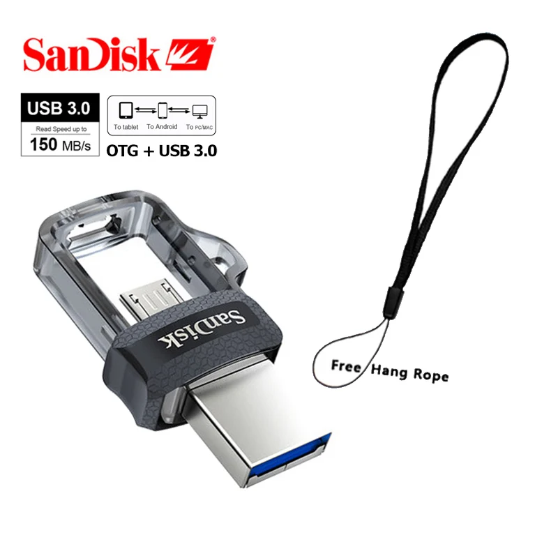 Флеш накопитель USB SanDisk 3 0 OTG 32 ГБ 16 двойной мини 256 128 дюйма 150 флэш 64 для ПК и Android|USB