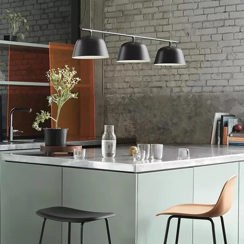 저렴한 MUUTO Ambit 레일 램프 블랙/화이트/그레이 3 라이트 120cm 다이닝 룸 펜던트 라이트 롱 다이닝 테이블 매달려 램프 홈 바 램프 E27