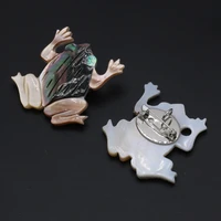 hot selling natural fashion shell frog shaped alloy pendant for diy making jewelry accessories 35x40mm