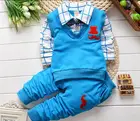 Весенне-осенний Модный хлопковый комплект одежды для мальчиков 1-4 лет, детский спортивный костюм Модная рубашка с длинными рукавами + штаны, костюм, костюмы