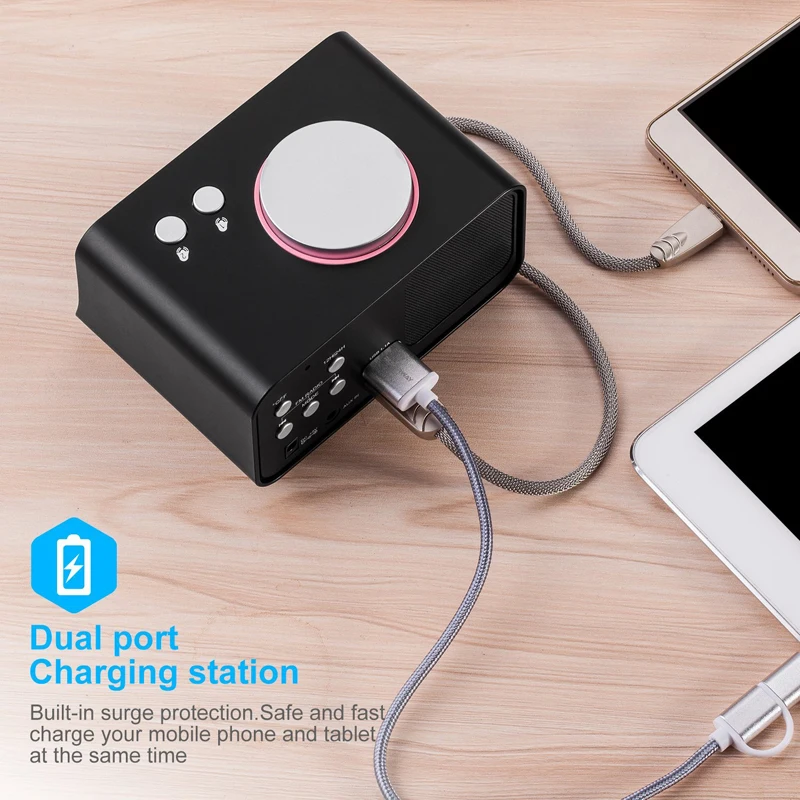 Цифровой будильник fm радио Громкий с двойной сигнализацией AUX вход и два usb порта