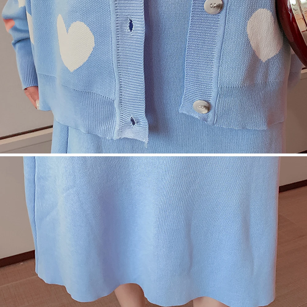 Женский комплект из 2 предметов вязаный свитер кардиган топ + юбка длинный рукав