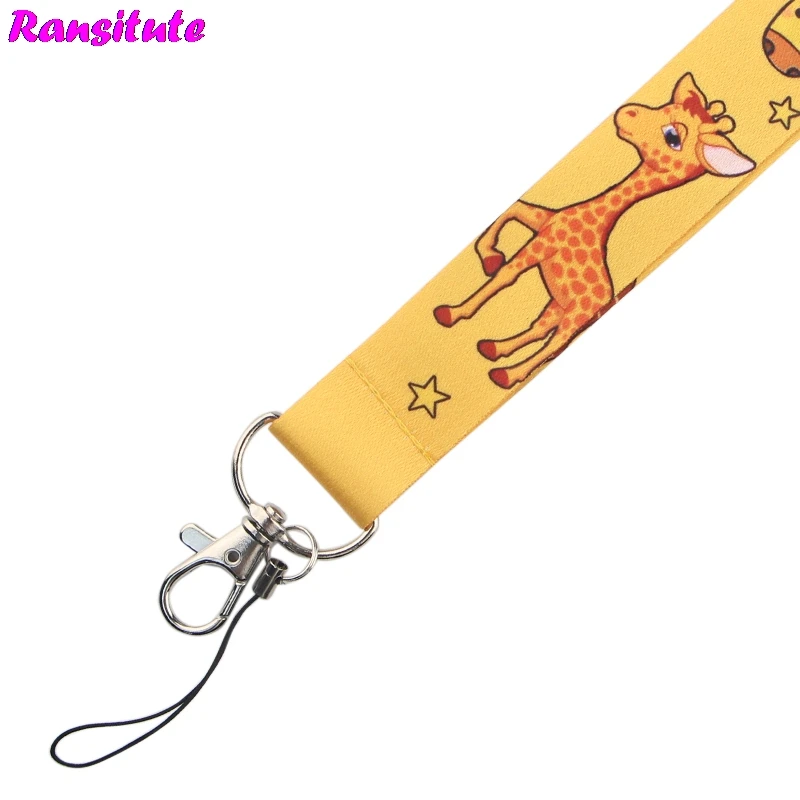 Ransitute Giraffe Cartoon Lanyard Key ID Card Phone Belt USB Badge Holder Fashion Neckband Webbing Rope R698 | Мобильные телефоны и
