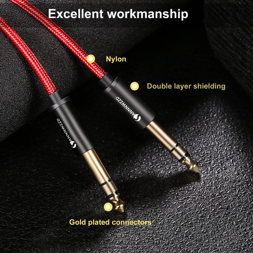

6.35mm Jack Audio Cable 6.35 Jack Male to Male Aux Cable 1m 2m 3m for Guitar Mixer Amplifier Bass 6.35mm Aux Cable
