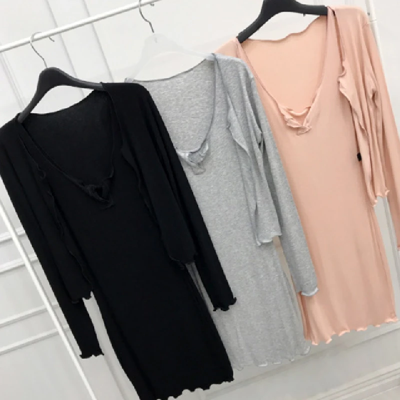 Новое весеннее платье женское черное белое мини с длинным рукавом женские