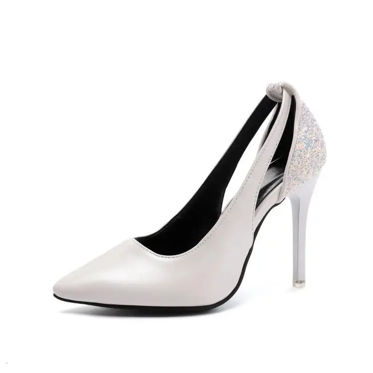 

Sandals Stiletto Heels Comfort Shoes for Women Large Size 2021 Summer Suit Female Beige Shallow Mouth Pointed Closed Elastic Ba