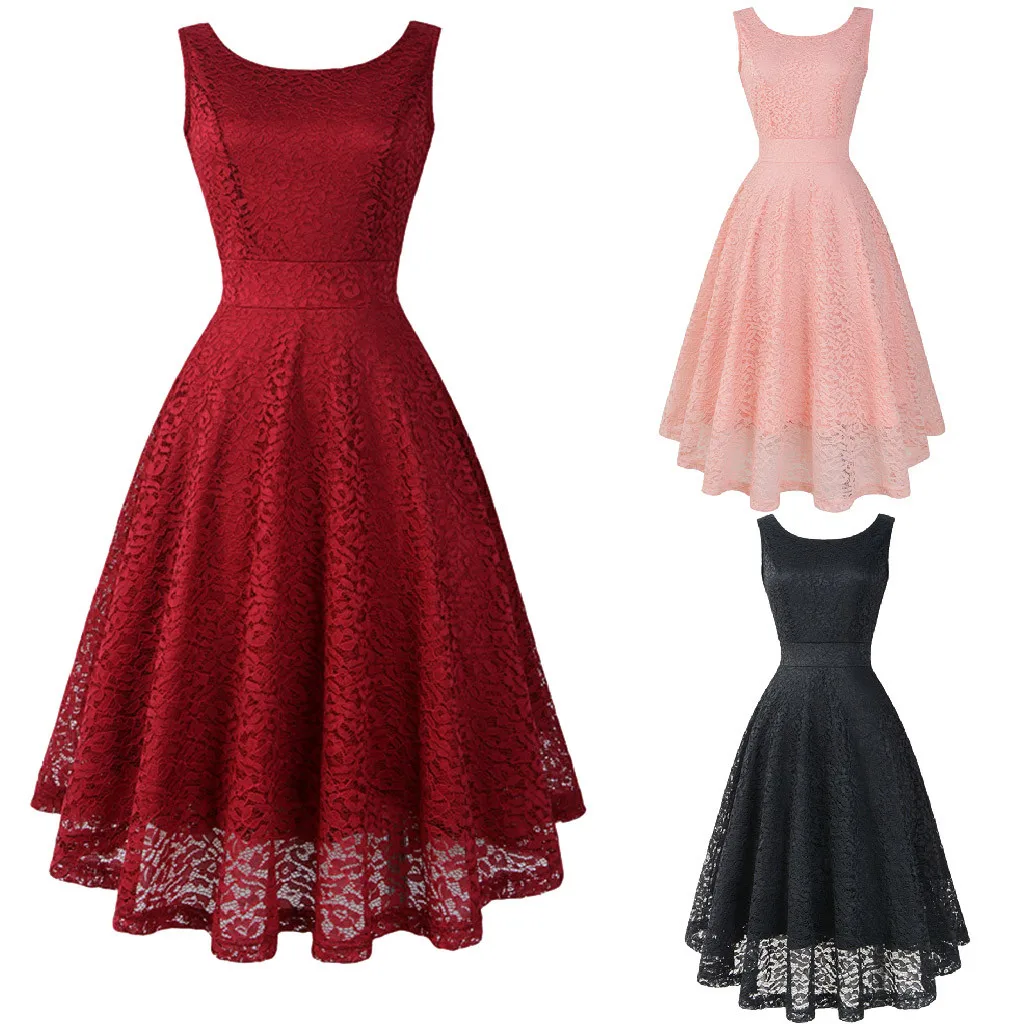 Новое Стильное женское винтажное кружевное однотонное весеннее коктейльное