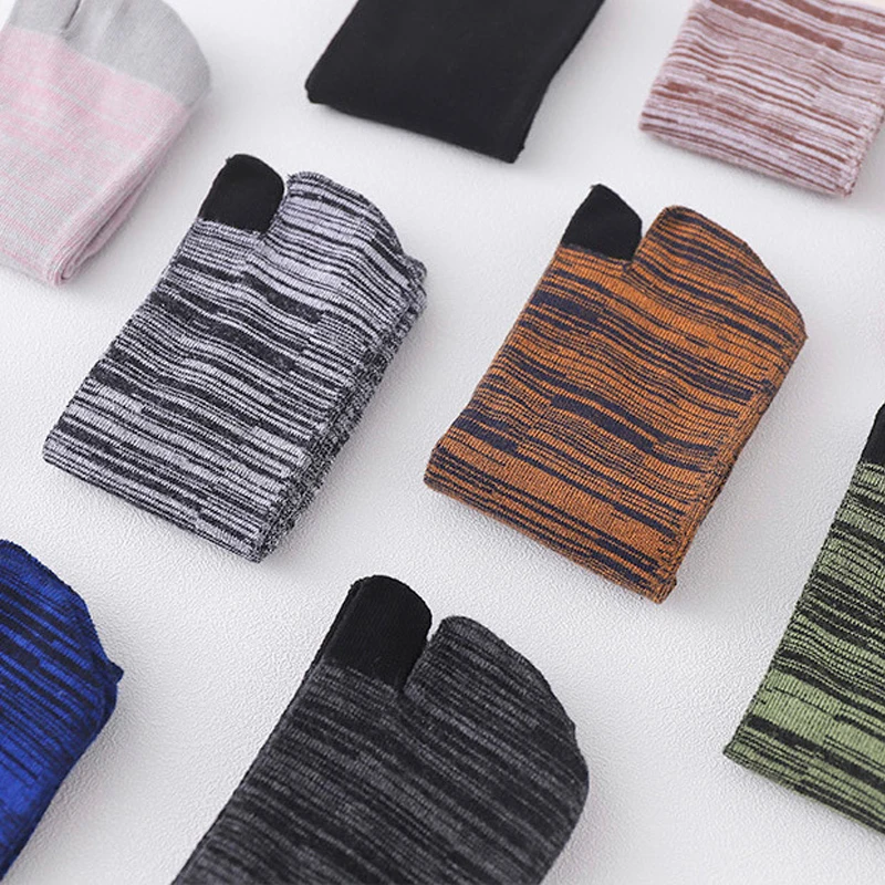 

Spring Autumn Two Finger Socks Mens Pure Cotton Colorful Street Fashion Young Casual Party Dress Short Socks With ToesEU39-44