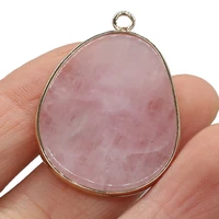charm fashion rose quartz natural stone pendant elegant fat drop shape charms for jewelry making diy necklace accessorie 21x35mm