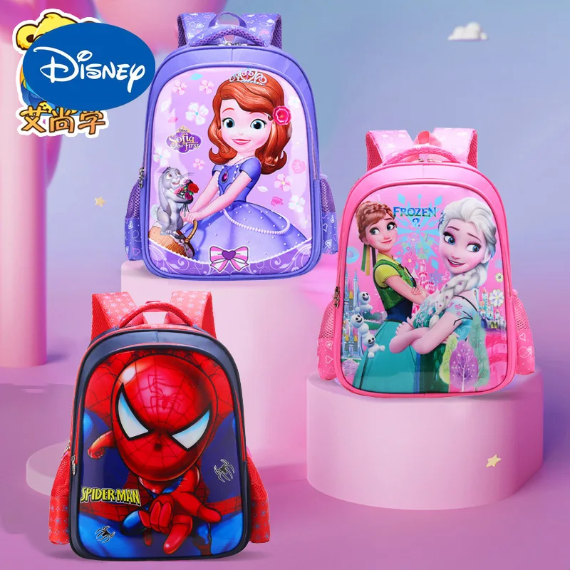 Сумка для начальной школы Disney, милый детский рюкзак с мультяшным рисунком для мальчиков и девочек 1-3 классов, Осветляющий плечо для защиты п...