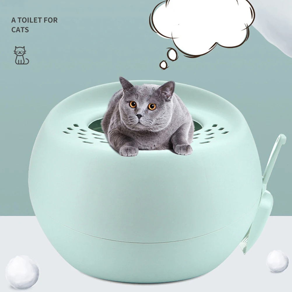 Totally Closed Cat Bedpan With Litter Scoop Top-Entry Kitten Potty Training Plastic Cats Sandbox Pet Pee Pad Tray Toilet