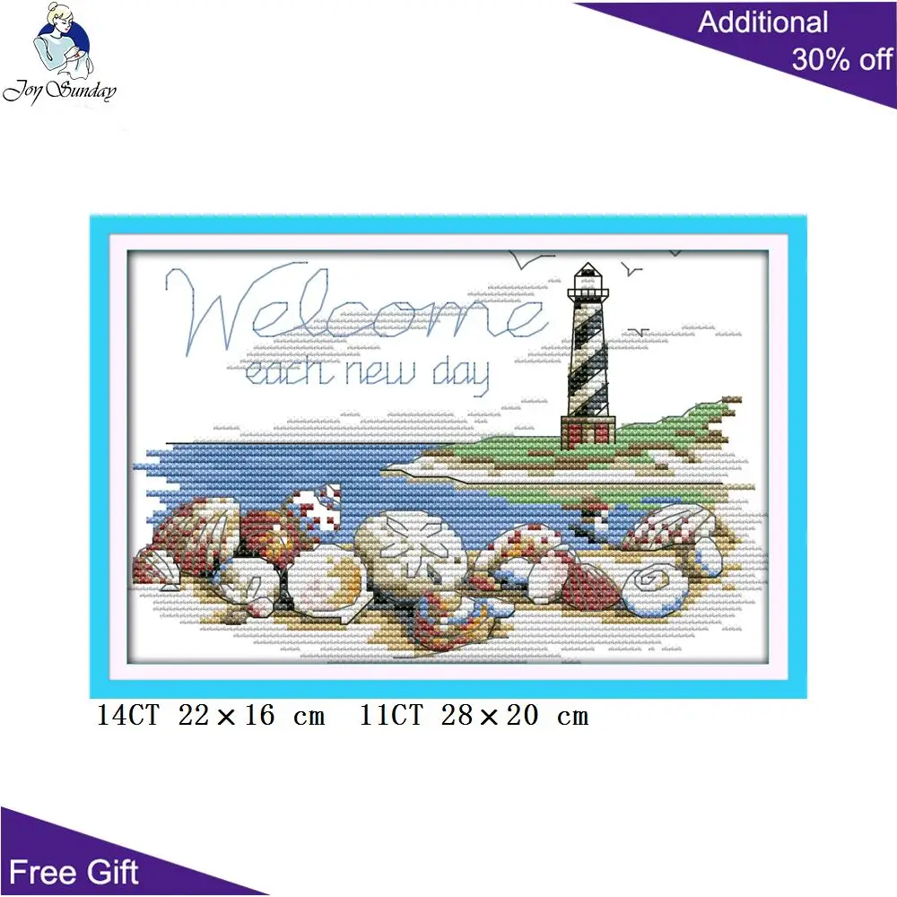 Вышивка Joy Sunday с маяком F548 14CT 11CT подсчитанные и отпечатанные корпуса для