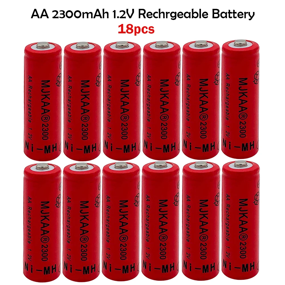 

AA 1.2V 2300mAh 18PCS Ni-MH Batteries 2A 100% High Quality Neutral Rechargeable Battery For Cameras Toys Pre-Charged