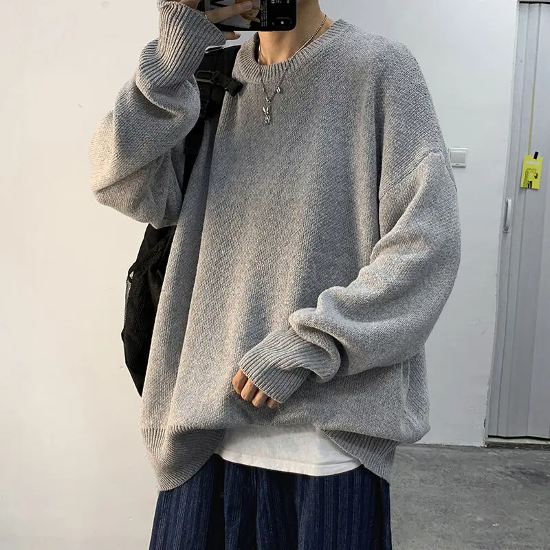 

2020 Autumn And Winter New Youth Fashion Round Neck Collar Solid Color Sweater Fashion Casual All-match Pullover Bottoming Shirt