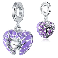 anna queen i love you angel wing heart bead charms angel wings pendant fit charm bracelet