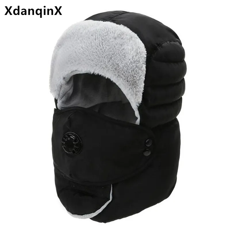 

XdanqinX winter warm thick velvet Bomber Hats for men and women anti-cold windproof women's hat ski cap new men's earmuffs hat