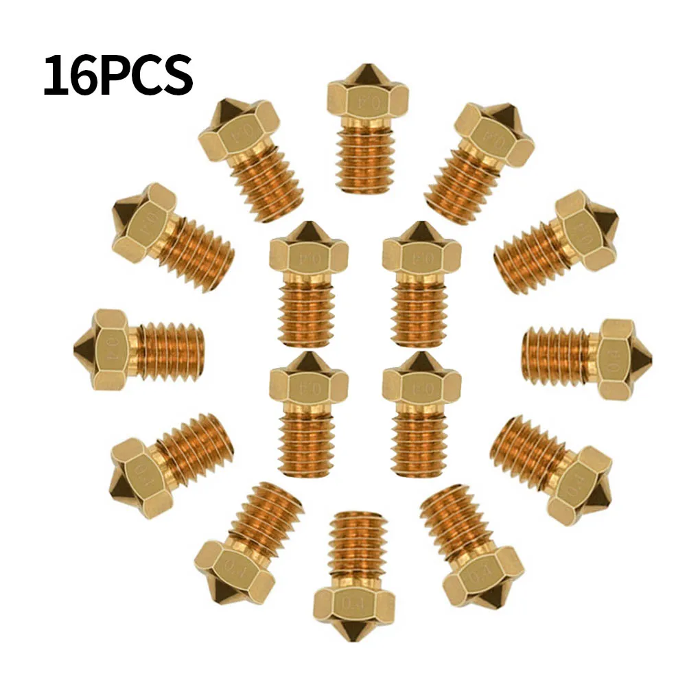 

16pcs Brass Hot End Extruder Nozzle M6 Replacement for E3D V5 V6 3D Printer Accessories Parts