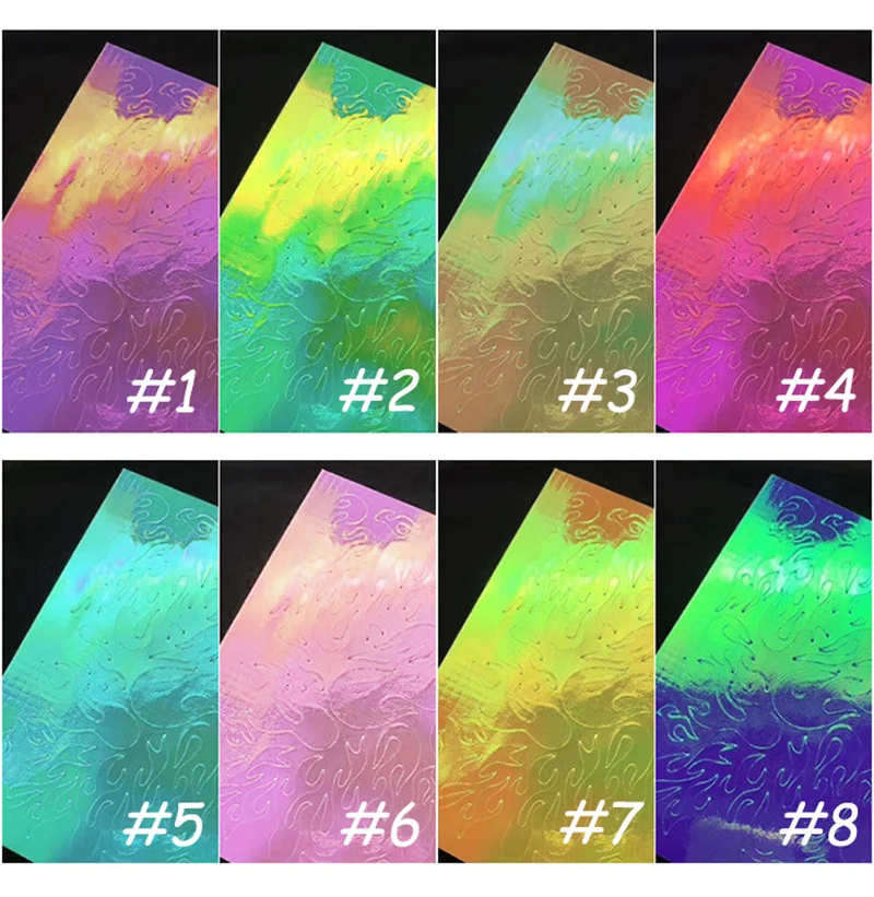 Аврора пленка наклейка с пламенем пачка/16 цветов 16 шт голографические огненные