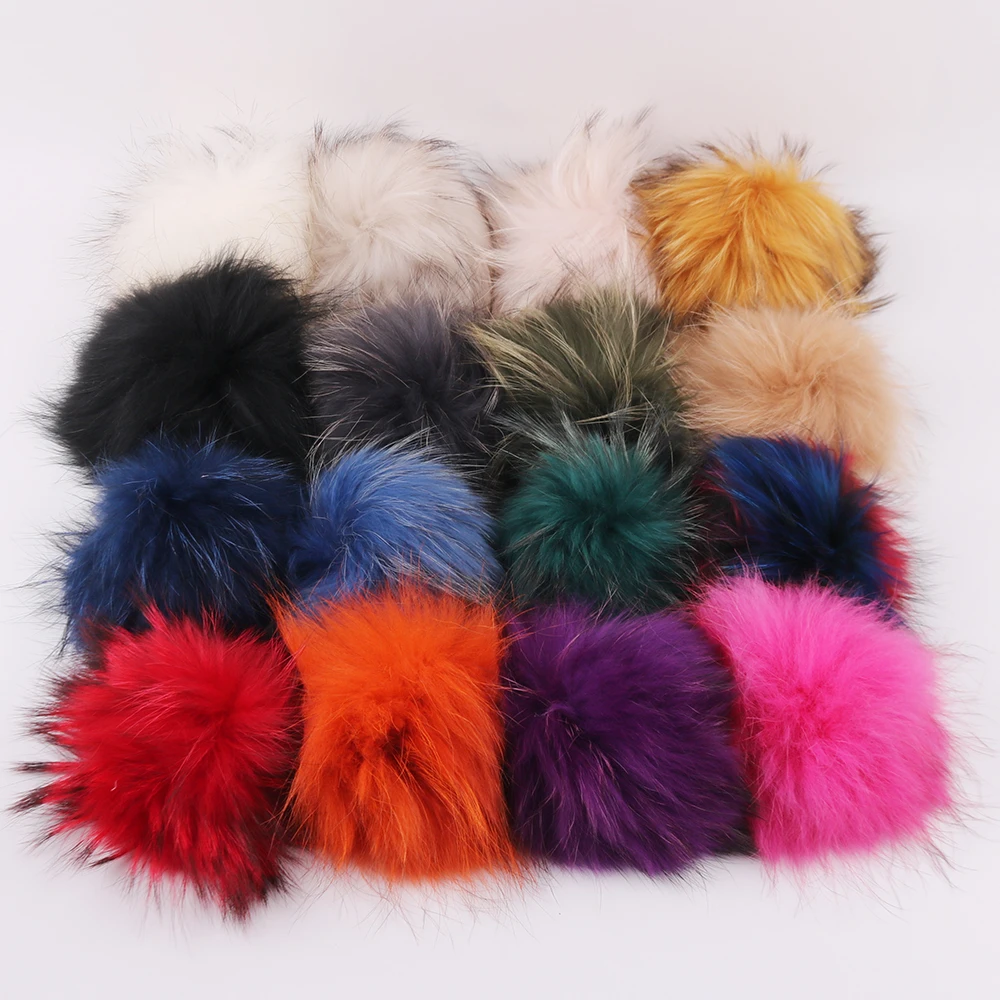 DIY 15 см помпоны из натурального меха енота меховые шарики для вязаных шапок