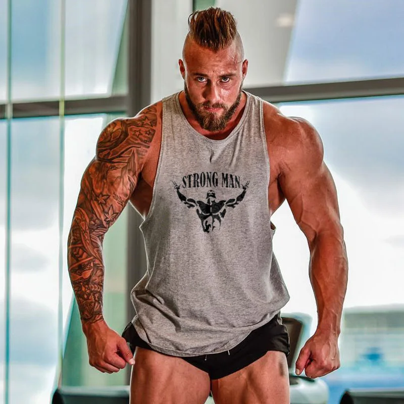 

Muscle Cotton Gym Tank Tops Men Sleeveless Tanktops For Boys Bodybuilding Clothing Undershirt Fitness Stringer workout Vest