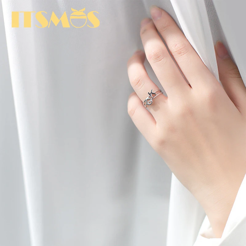 

ITSMOS s925 silver 26 English letter band ring delicacy Combination rings Engagement Classic Romatic jewelry ring set for womem