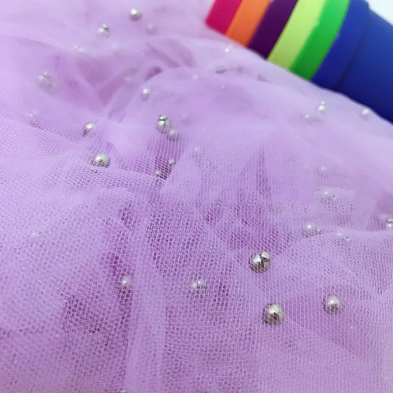 Purple 150 см* 100 см/шт. Красивая жемчужная Тюлевая ткань, практическая одежда, материал для украшения вуали, ручная работа, сетчатая ткань для шитья, принадлежности - Цвет: Purple