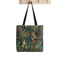 shopper whimsical wonderland tote bag printed tote bag women harajuku shopper handbag girl shoulder shopping bag lady canvas bag