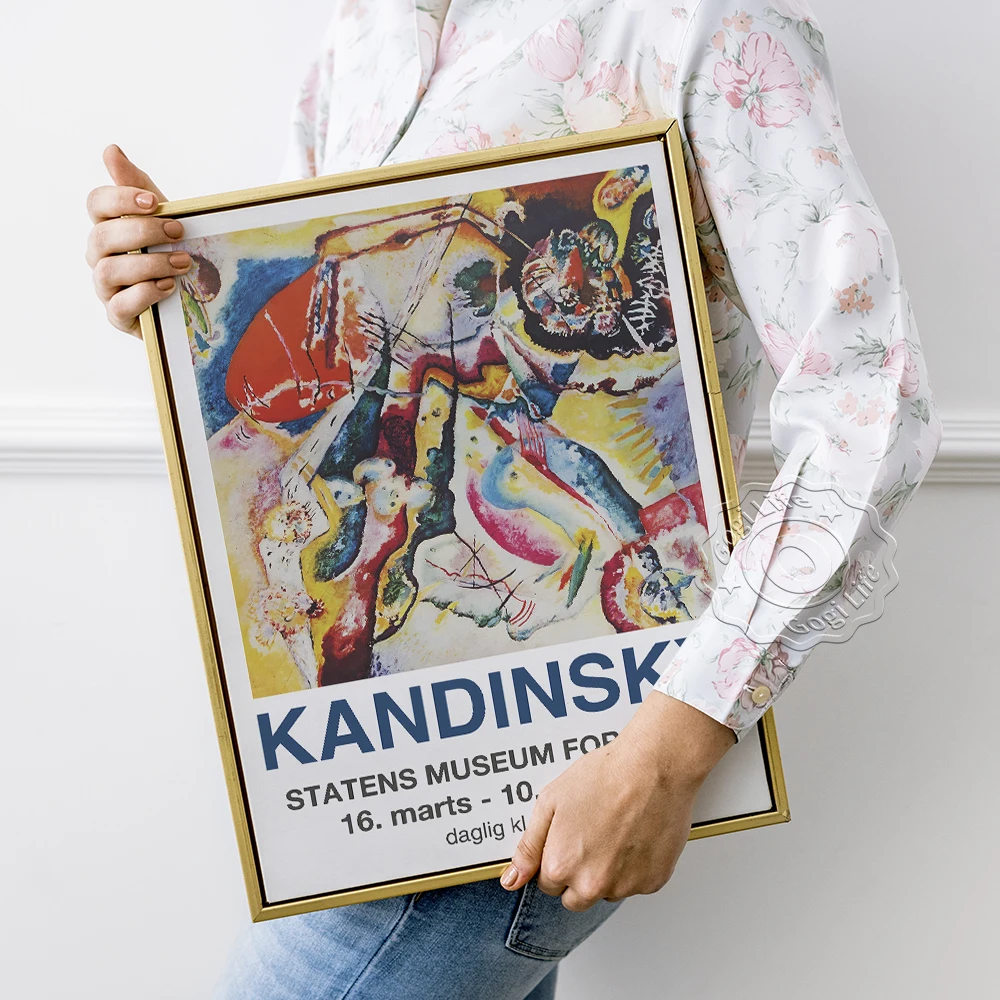 

Kandinsky Klee Original Vintage Exhibition Print Poster, Home Decor Wall Sticker, Louisiana Museum 1970s Exhibitio Wall Picture