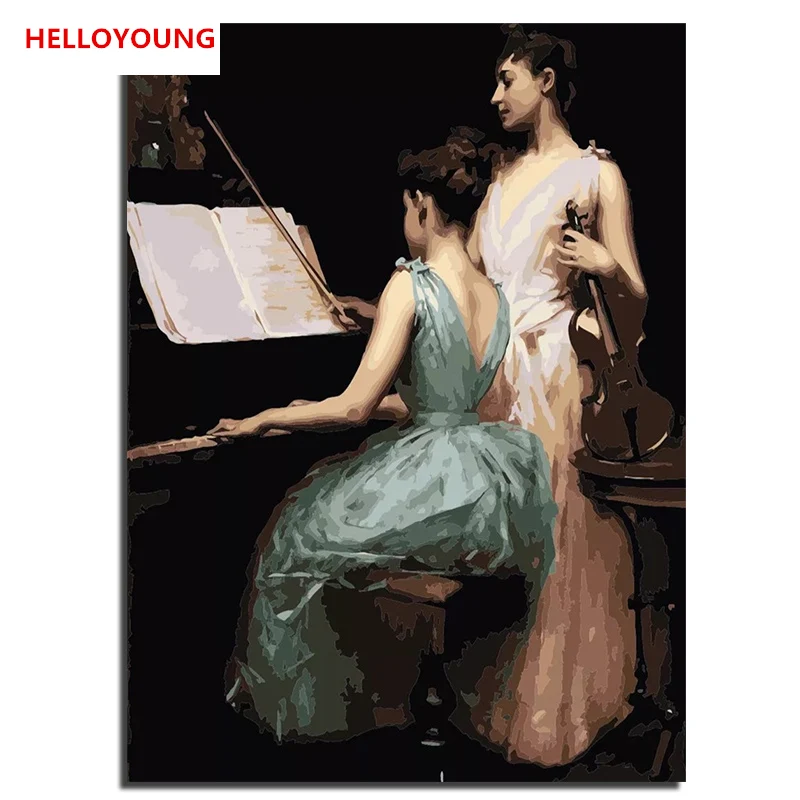 Музыка мечта элегантность Искусство DIY Ручная роспись цифровая печать масляной