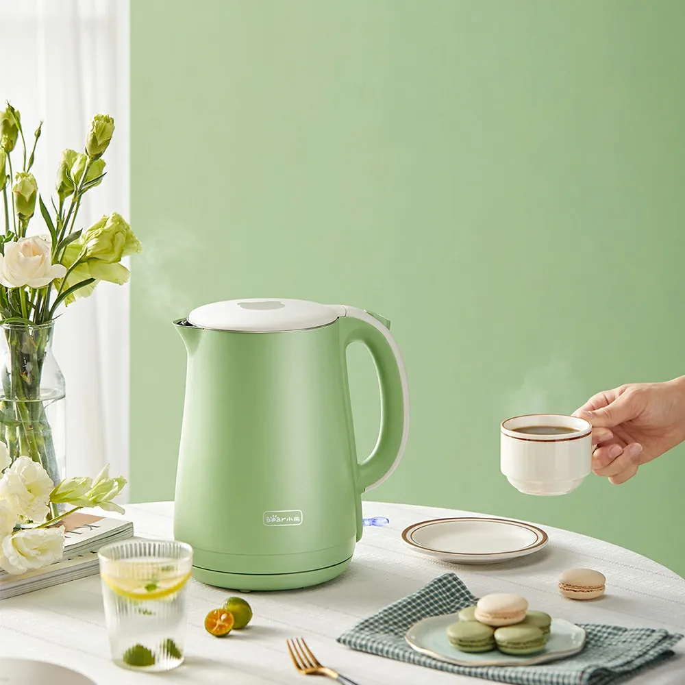 Зеленый чайник электрический для воды отеля Индукционная электроника кухонная