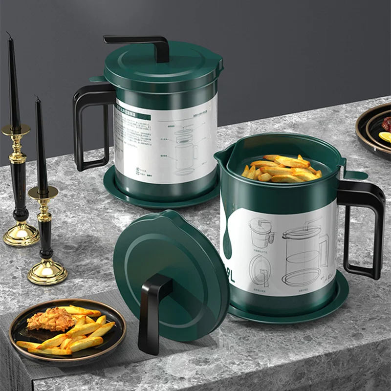 

1.5/1.9L Stainless Steel Oil Strainer Pot Can Lid can stand Oil Bottle With Filter Cooking Oil Pot Kitchen Gadget Sets