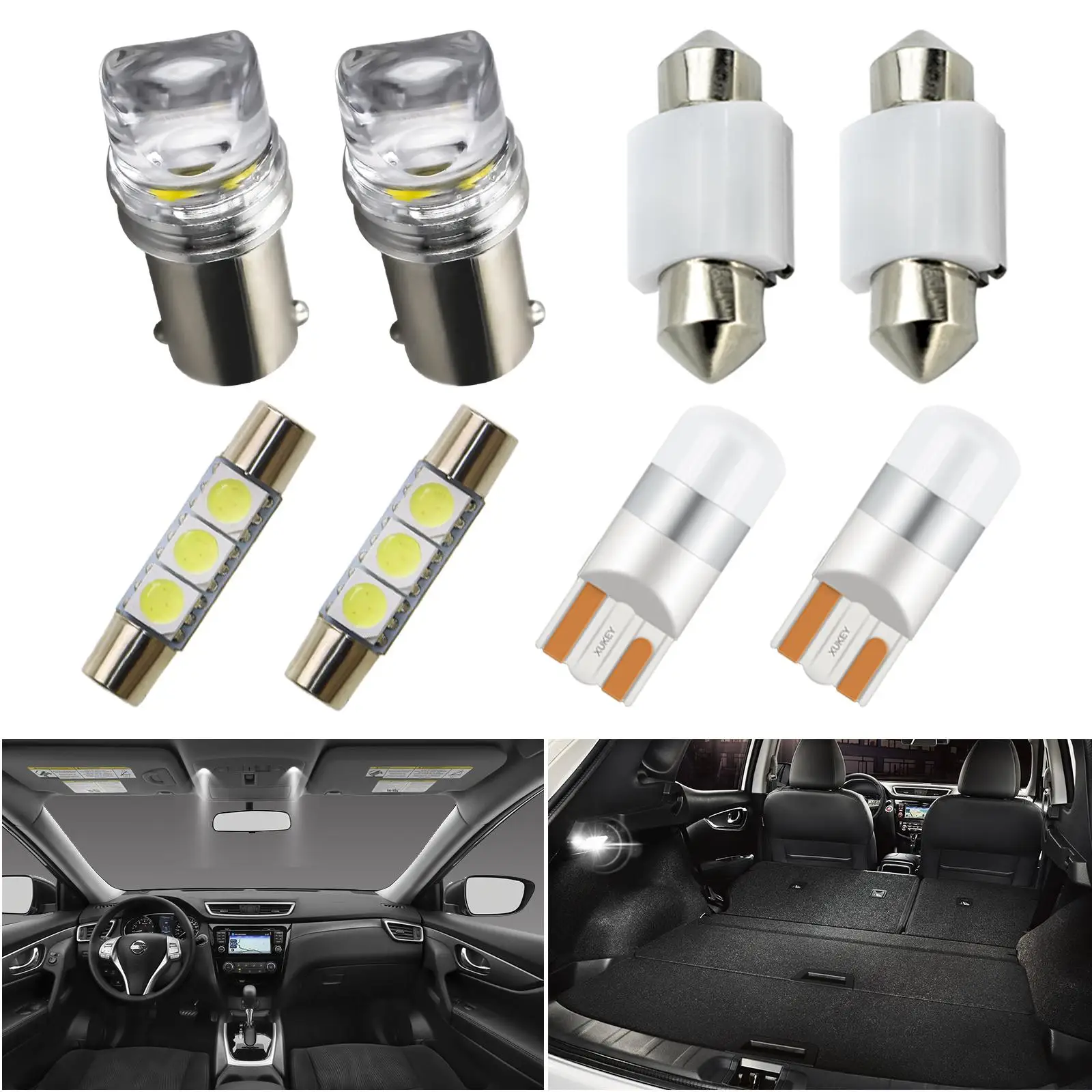 

10Pcs Car Led Bulbs Canbus Led Interior Light Kit For Nissan X-Trail 2007 2018 Rogue T30 T31 T32 Dome Trunk License Plate Lamp