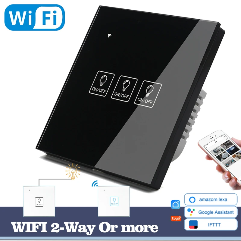 Выключатель настенный сенсорный с поддержкой Wi Fi и 2 клавишами|Выключатели| |