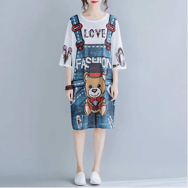 Женское повседневное свободное летнее платье 2020 женские длинные топы с круглым