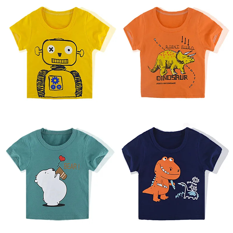 

Boy's O-neck Short Sleeve Cartoon Print Basic T-shirts Regular Fit Summer Korean Style Thin Breathable T-shirts