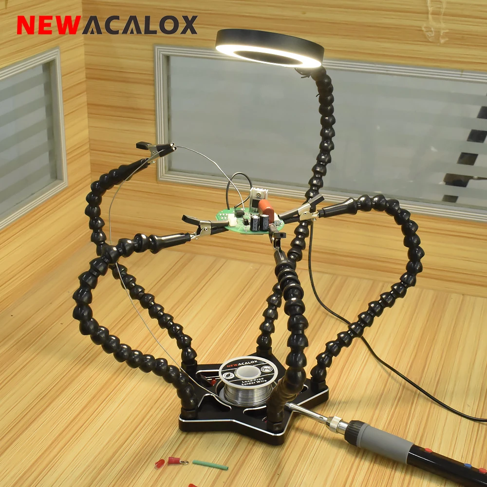 NEWACALOX держатель для паяльника 5 шт. гибкие руки помощи 3X USB увеличительное стекло настольная лампа паяльная станция DIY сварочный инструмент