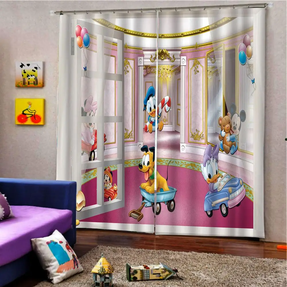 3D занавеска Роскошная затемненная для окна Гостиная мультяшная s Розовая