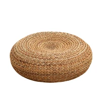 handcrafted eco friendly breathable padded knitted straw seat cushion banana bark pouf ottoman floor seating tatami furniture