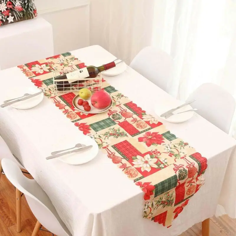 Рождественский стол бегун скатерть с изображением рождественского лося Новый